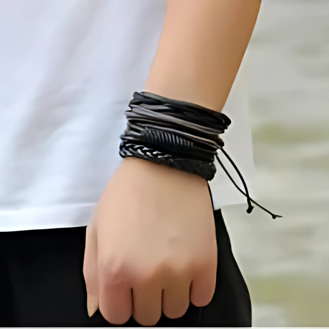 Pack Of 4 | European Vintage Premium Quality | Leather Bracelet