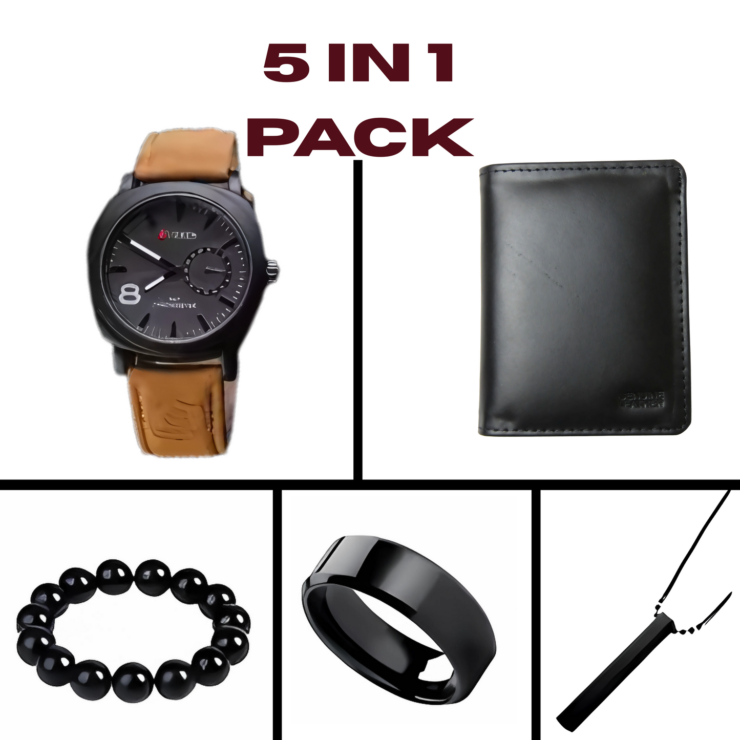 5 in 1 Premium Men's Gift Set – Watch, Ring, Wallet, Bracelet & Chain