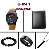 5 in 1 Premium Men's Gift Set – Watch, Ring, Wallet, Bracelet & Chain